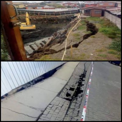 Obra en construcción/ Calle Camilo Henríquez (imágenes recuperadas de medios, infolminuto.cl y biobiochile.cl)